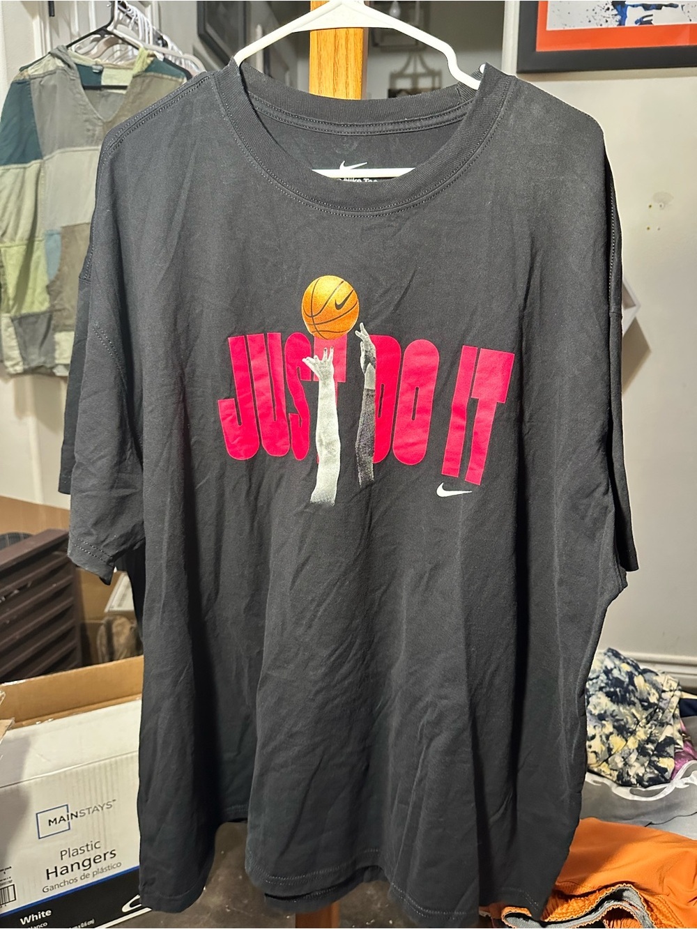 Nike Black Tee with Pink "JUST DO IT" Basketball Graphic